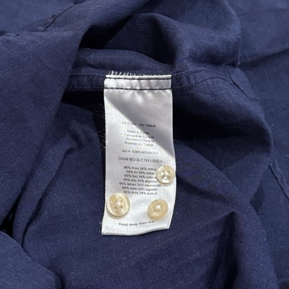 J. Lindeberg Indigo Button-up Linen Blend Long Sleeve Coastal Casual Chic Size M - Picture 8 of 10